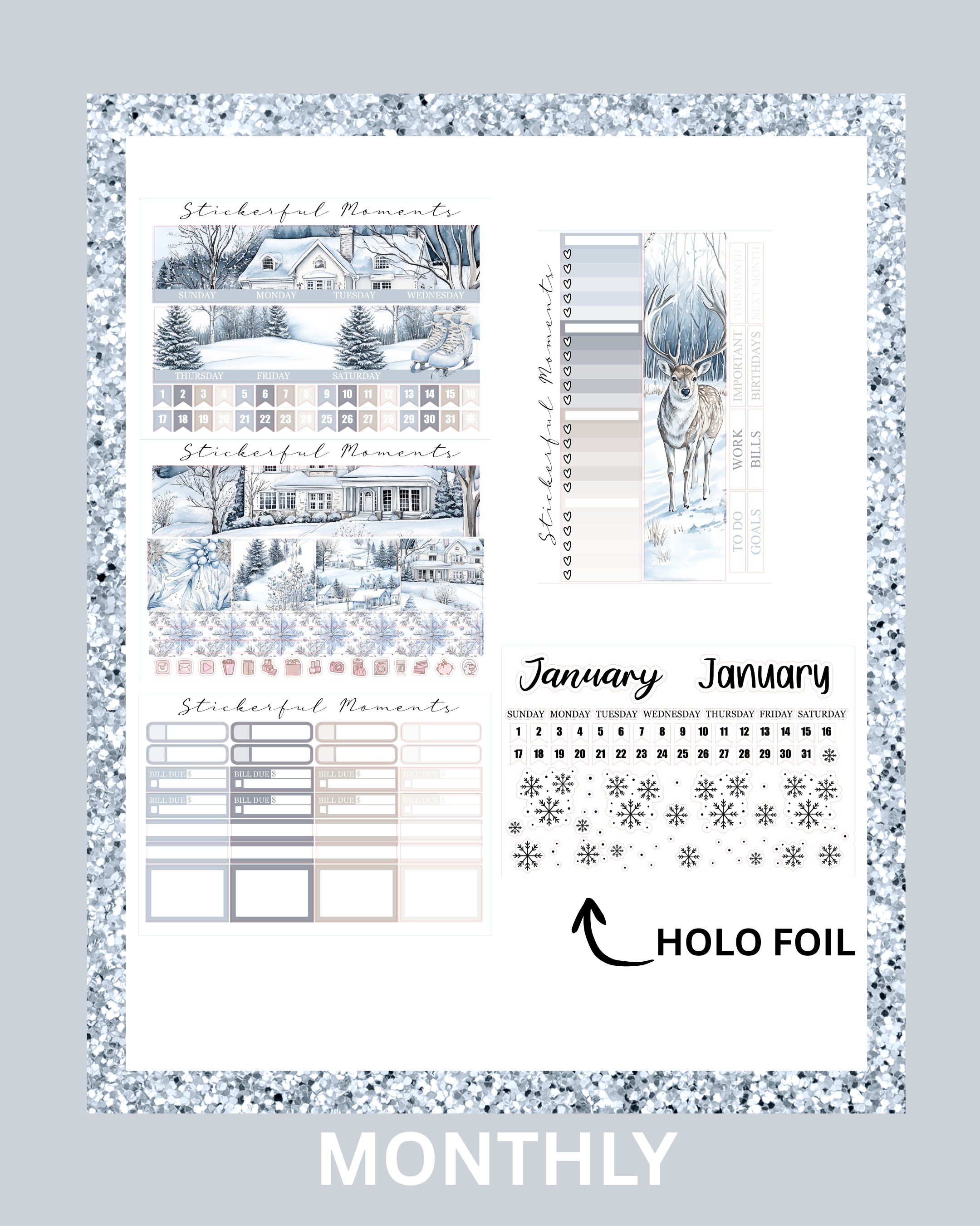 Winter frost monthly kit(with optional January foil overlay)